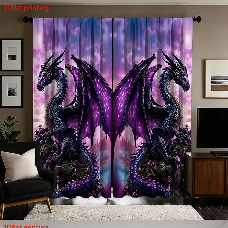 2-piece set of anime pattern blackout thermal curtains - 100% polyester machine washable pocket curtains, suitable bedroom, living room,, balcony - Dreamy home decor and birthday gift cortinas inganchos no drill modern minimalist style french indoor windo