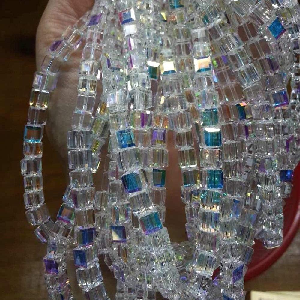 20pcs Cube Beads, Square Glass Beads, DIY Bracelet Necklace Earring Accessories, Perfect Gift, Party Decorative Beads