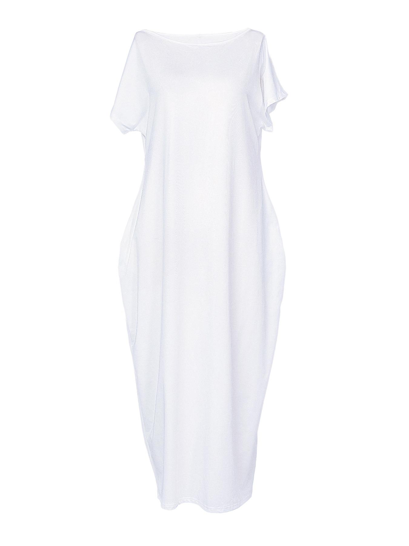 Women's Solid Color Batwing Sleeve Lounge Dress, Casual Comfy Short Sleeve Nightdress for Daily Wear, Ladies Sleepwear for All Seasons