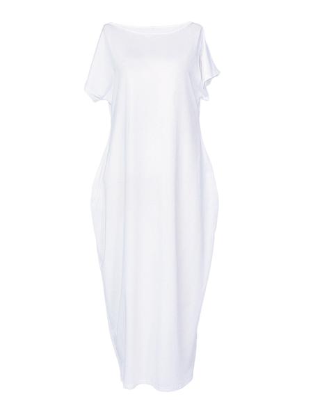 Women's Solid Color Batwing Sleeve Lounge Dress, Casual Comfy Short Sleeve Nightdress for Daily Wear, Ladies Sleepwear for All Seasons Women's Solid Color Batwing Sleeve Lounge Dress, Casual Comfy Short Sleeve Nightdress for Daily Wear, Ladies Sleepwear for All Seasons