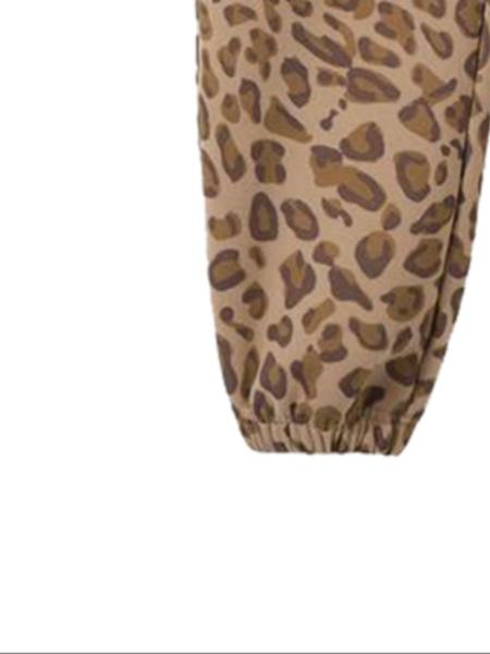 Men's & Women's Camo Leopard Print Fleece Sweatpants, Loose-Fit Casual Pants, Fall Winter Thick Knit Joggers, Baggy Jogging Pants, Elastic Waist