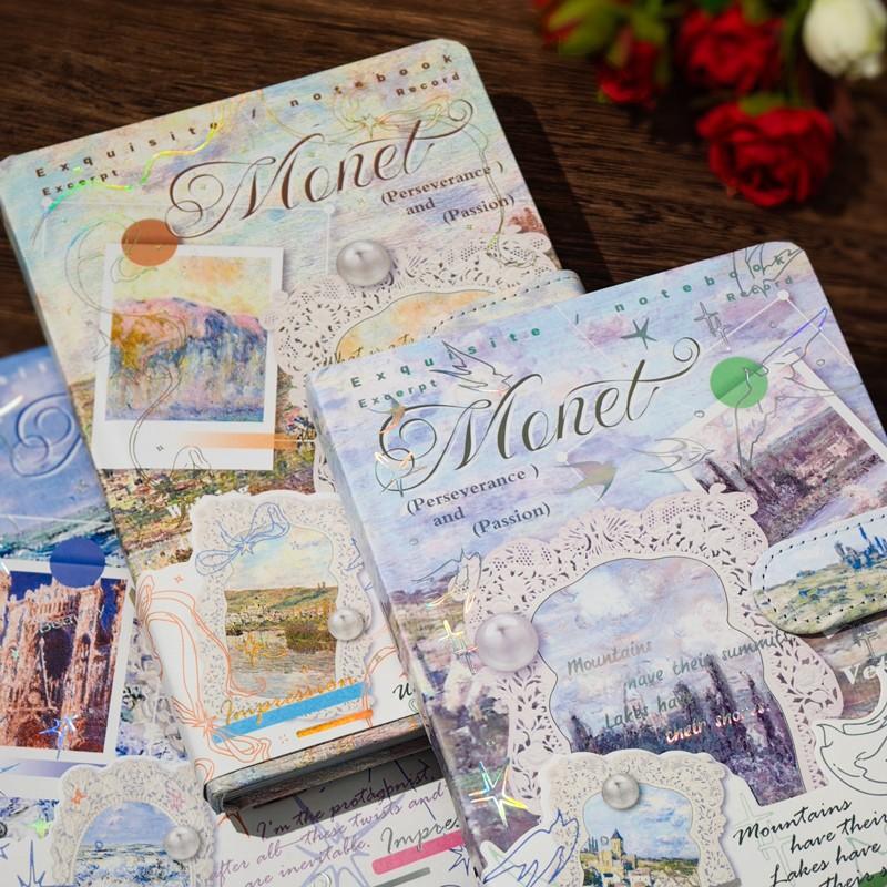 96-Page Oil Painting Style Gold Foil Magnetic Notebook, Vintage Art Journal, Premium Gold Foil Hardcover, Colorful Thickened Illustrations, Girl's Diary