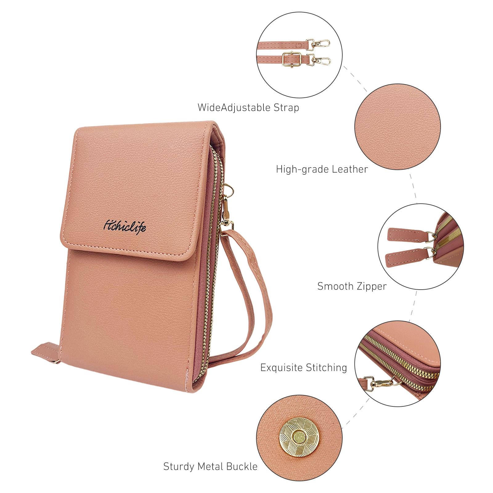 Women's Lightweight Small Crossbody Bag Phone Wallet Crossbody Purse Square Leather Crossbody Wallet for Travel Card Holder Document Bag Touchscreen Compatible SpringStatements