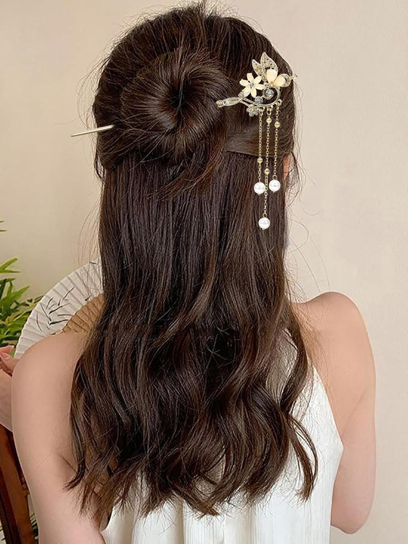 2packs Lily of the Valley Hair Sticks, Pearl Flower Vintage 