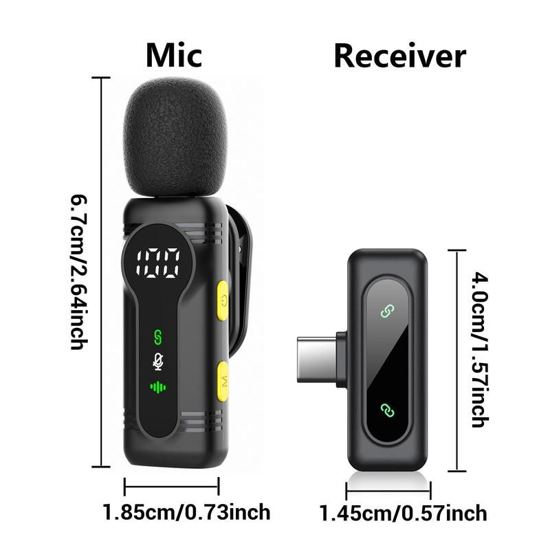 Mini Pro Wireless Lavalier Microphone for iPhone, iPad, Android, Usb Streaming Mic | Intelligent Noise Cancelling, Magnetic Rotating Clip, Long Battery Life | Ideal for Video Recording, Vlogging, Teaching, Interviews, Podcasts |