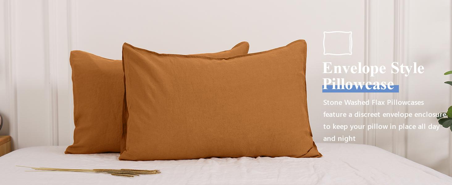 Simple&Opulence 100% Linen Pillowcases Basic Style Solid Color Set of 2, Stone Washed Flax Pillow Cover Envelope Closure Simple&Opulence 100% Linen Pillowcases Basic Style Solid Color Set of 2, Stone Washed Flax Pillow Cover Envelope Closure