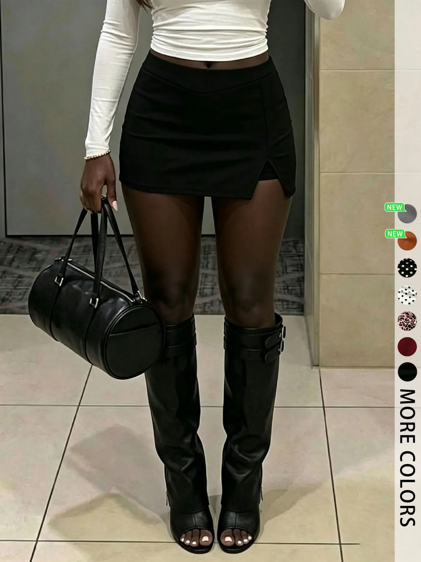 Women's High-Waist Bodycon Skirt with Side Slit, High-Stretch Soft Fabric, Gothic Streetwear Mini Skirt for Clubs, Dates & Everyday Wear