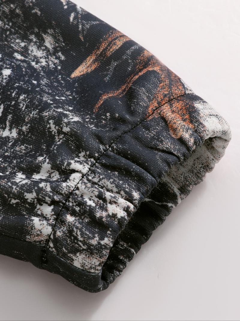 Men's Camo Print Hoodie, Regular Fit Casual Letter Print Long Sleeve Hooded Sweatshirt for Fall & Winter, Men's Top for Daily Wear