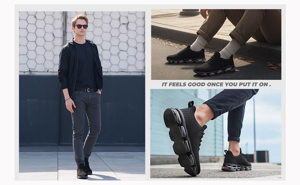 Mens Walking Shoes Lightweight Breathable Non Slip Air Running Shoes Workout Casual Comfortable Fashion Tennis Sneakers White