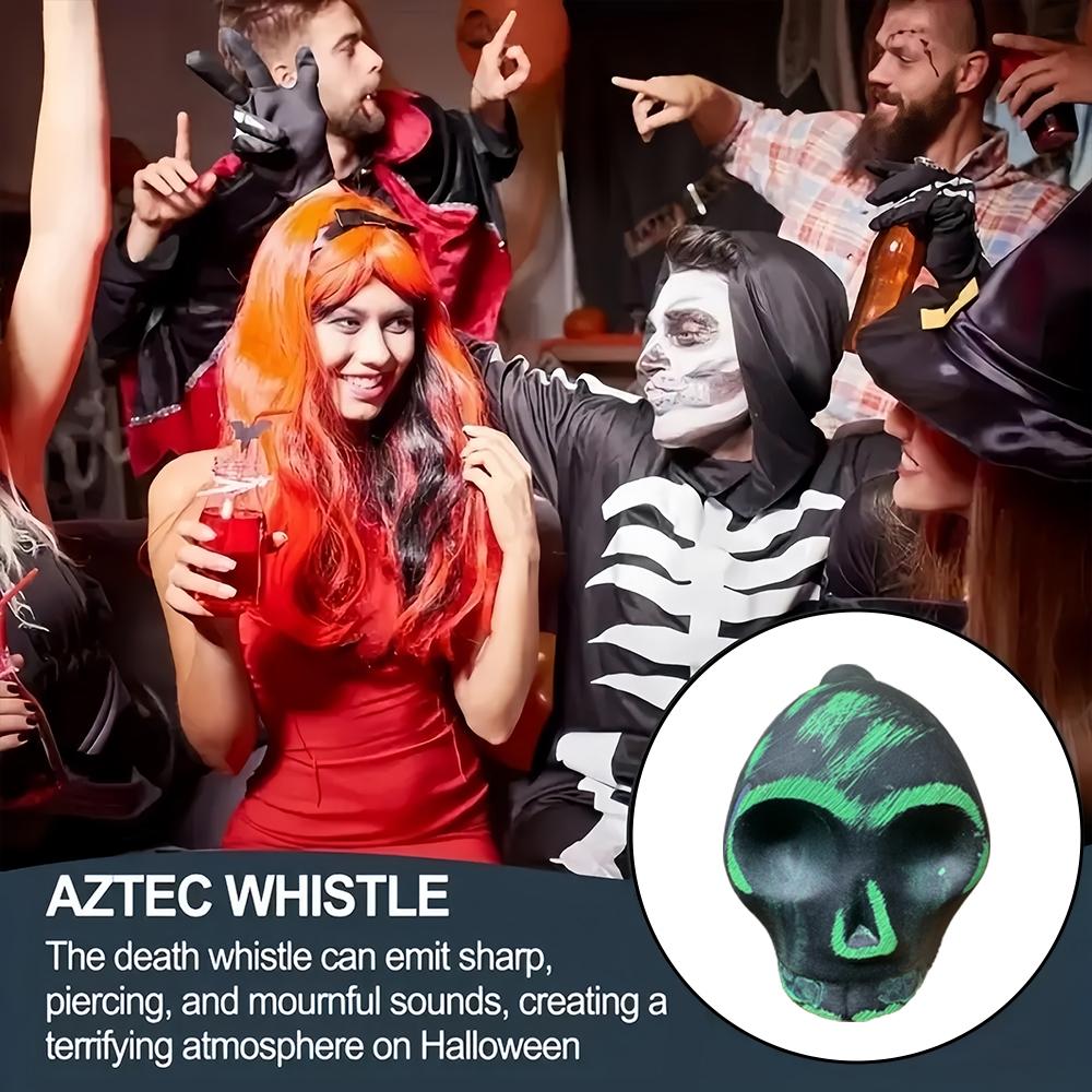 1Count Aztec Death Whistle Sound Effect, Realistic Human Scream, Easy Halloween Prank, Essential Horror Party Accessory, Painted Skull Design