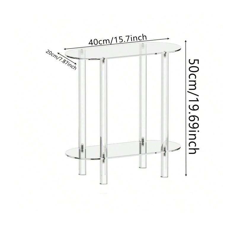 Transparent Acrylic 2-Layer Side Table, Modern Simple Rectangular Bedside Cabinet, Multi-Functional Decorative End Table for Living Room Bedroom
