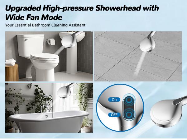 Hibbent 5-spray Dual Filtered Rainfall Shower Head Combo, High Pressure 13'' Showerhead with 10 Spray Mode Handheld, Easy Reach 4-way Diverter Shower Arm with Pause Mode, 71'' Hose and Holder, Chrome