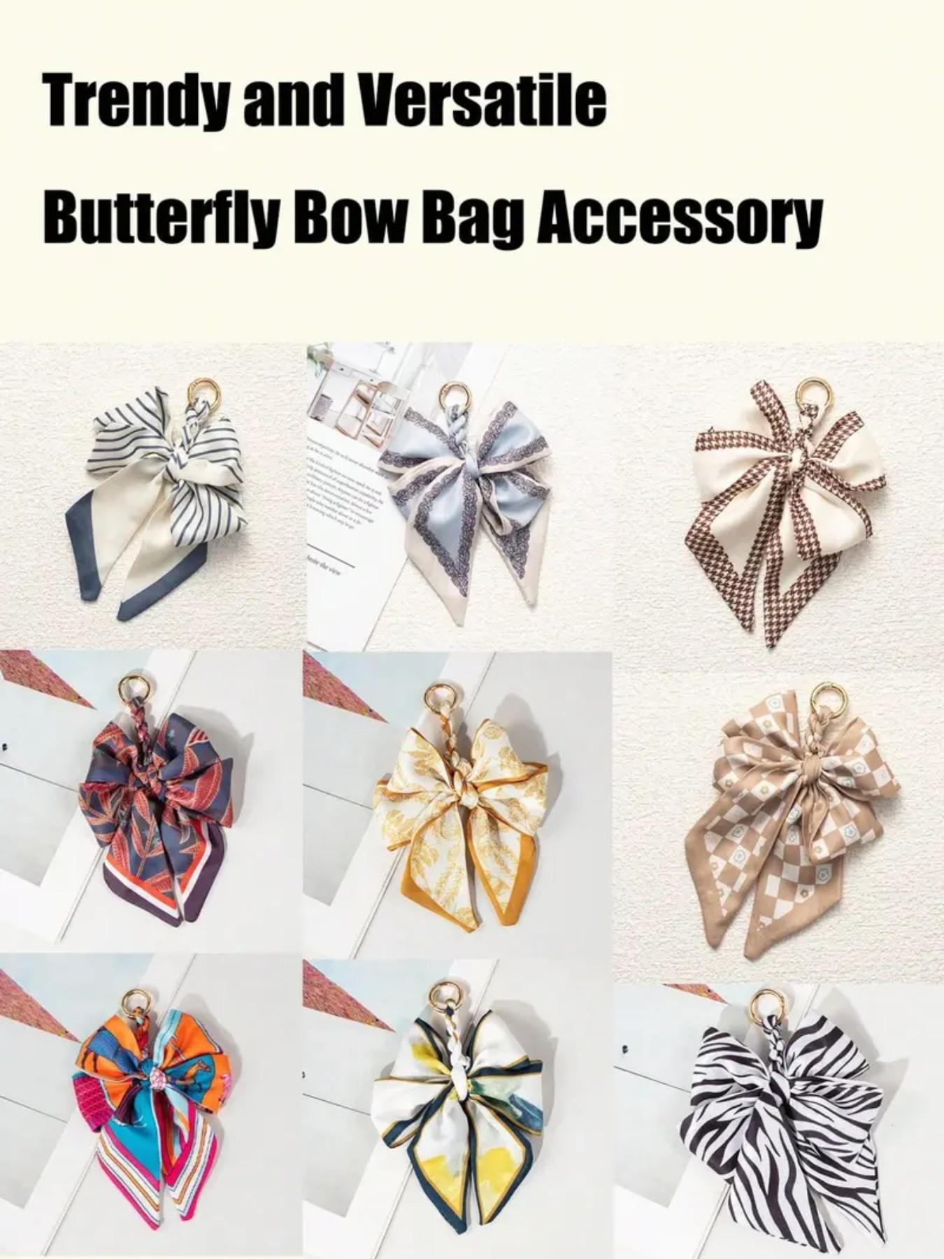 Elegant Bow Bag Charm-Floral Scarf Keychain wit..