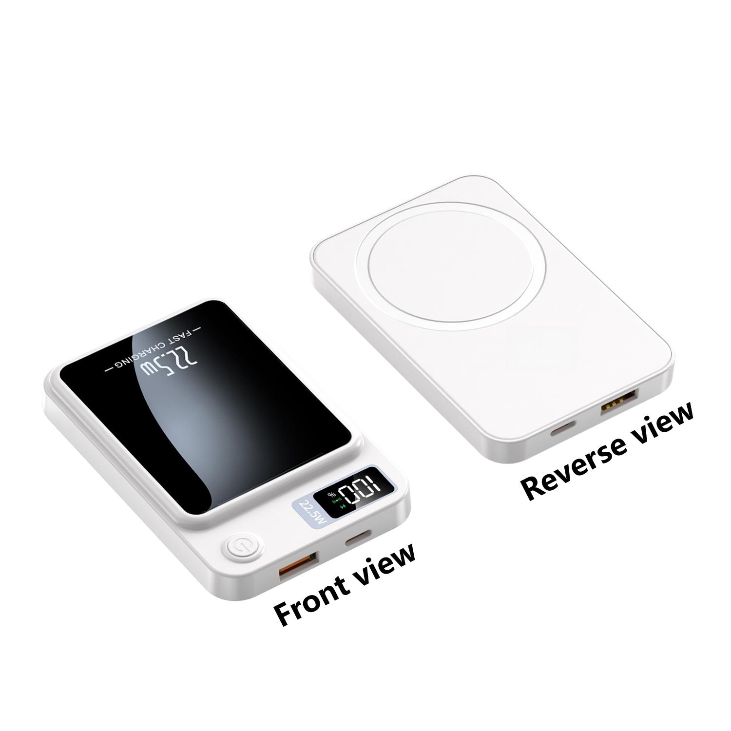 SIFOX Ultra-thin Magnetic Wireless Charging Battery 22.5W Ultra-fast Charging + 15W Magnetic Wireless Charging Type-C + USB Dual Output LED Digital Display 5000mAh Portable Power Bank for iPhone and Android Devices