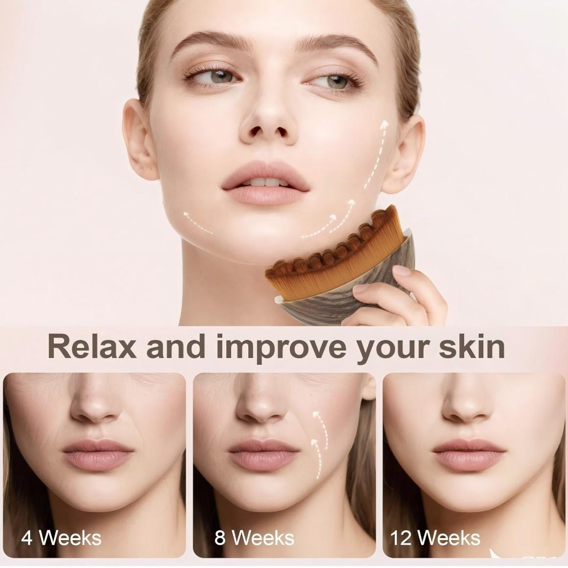 1 Piece Lymph contour facial brush, manual lymphatic drainage massager, natural makeup brush with durable soft bristles, low-allergenic ergonomic facial cleansing brush (for shaping facial contours) Valentine's Day, Mother's Day, Teacher's Day gift