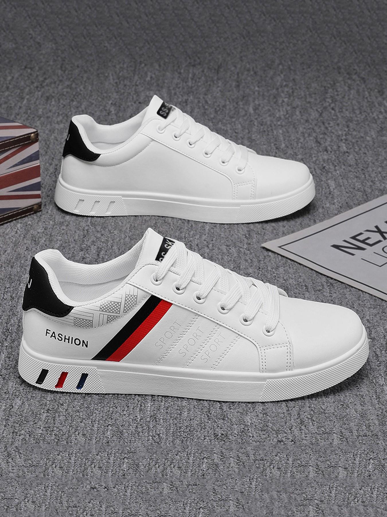 Men's Fashionable Lace Up Low Top Sneakers, Casual Comfortable Sports Skate Shoes, Trendy All-match Sneakers for Daily Wear