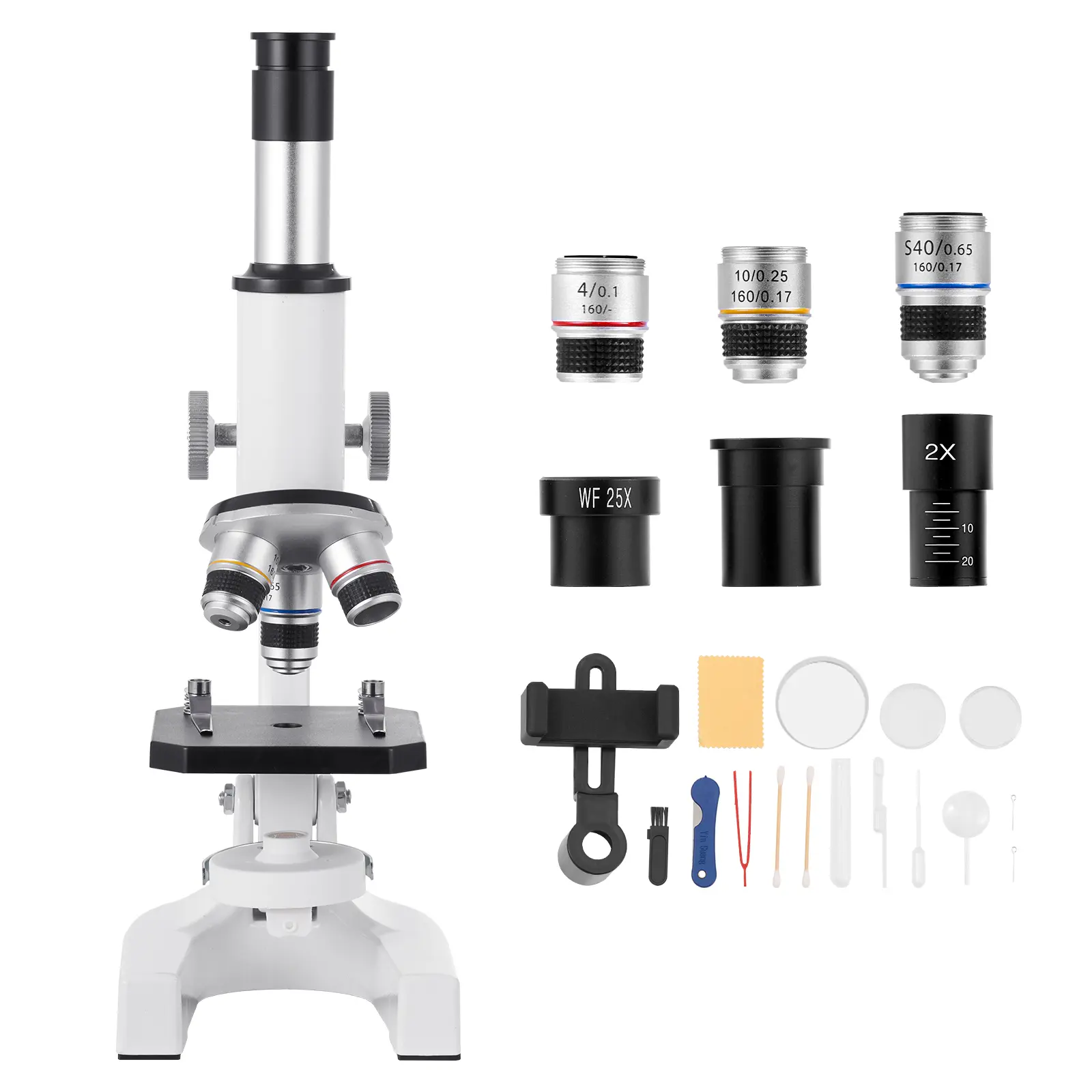 Microscope for Kids Adults, 40X-2000X Professional Compound Microscope Mobile Phone Adapter with LED Light, for Laboratory, School, Home, Education