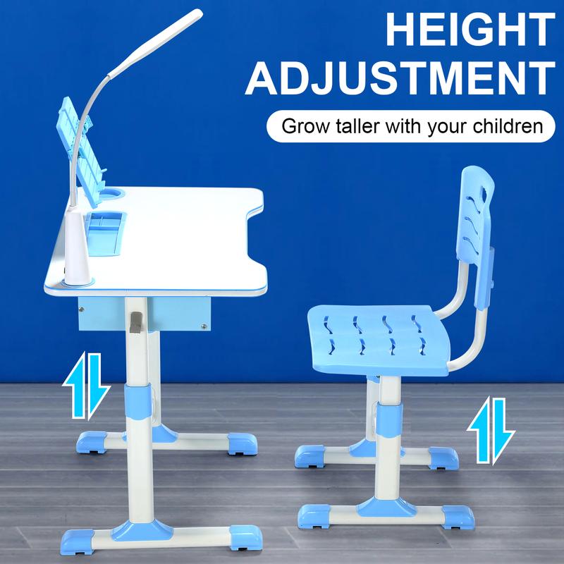 OYAJIA Kids' Desk With Chair Set Adjustable Student Desk And Chair Kit Easily Accommodate Children Of Any Age Furniture Storage Pink Blue Study desk