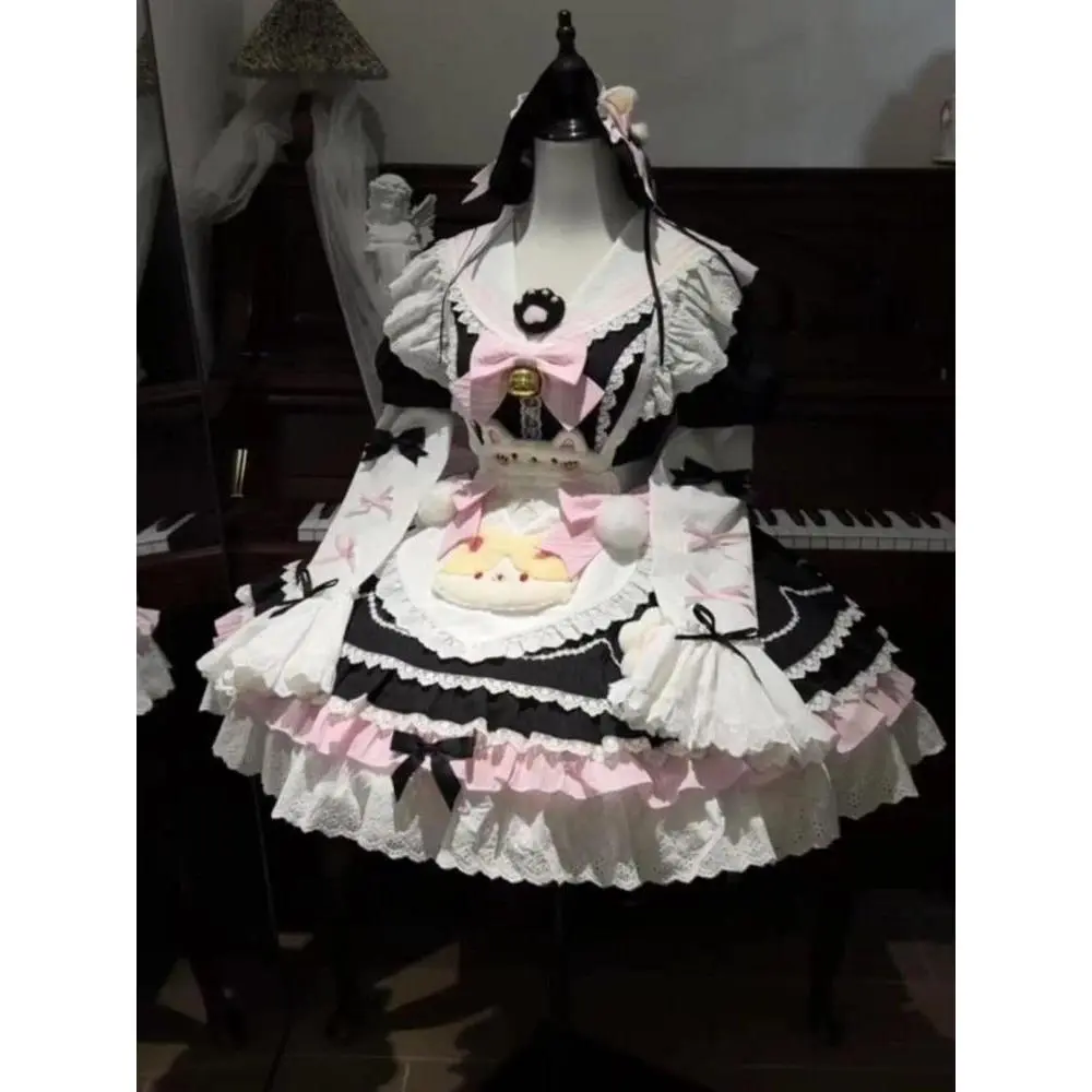 Summer Kawaii Lolita Princess Dress Women Y2k Japanese Chic Design Puff Sleeves Dress Female Cute Elegant Korean Popular Clothes