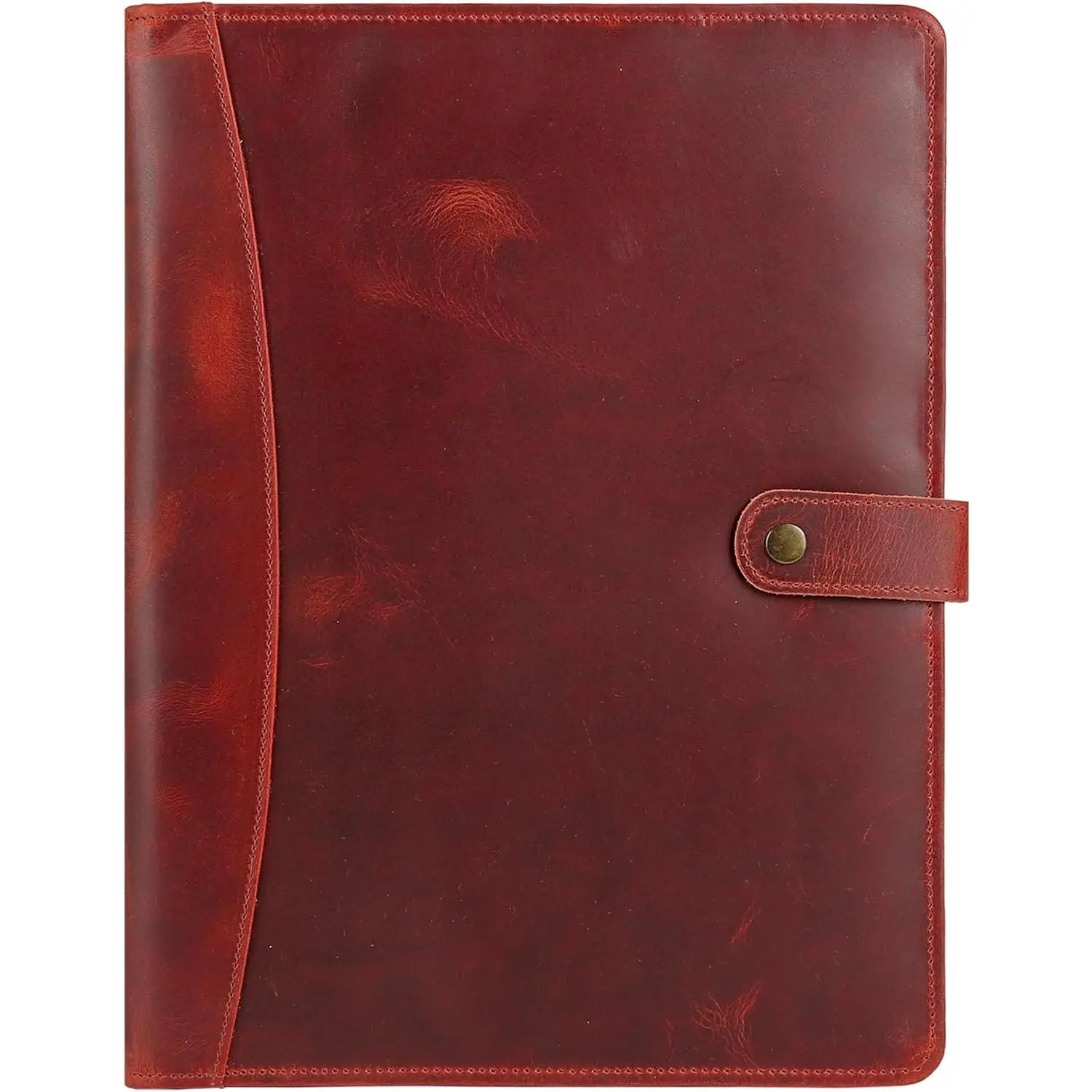 Leather Portfolio Folder with Luxury Pen and Button Closure | Business Padfolio for Professionals |  Organizer with Legal Pad Holder & Card Slots (Distressed Tan)