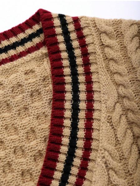 Plus Size Women's Knitted Sweater, Knitwear, Casual Loose-Fit V Neck Pullover, Long Sleeve Drop Shoulder Top for Fall & Winter