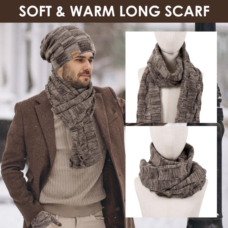3PC Winter Beanie Scarf Gloves Set Warm Knit Hat with Fleece Lining Cozy Long Scarf and Touch screen Gloves 3PC Winter Beanie Scarf Gloves Set Warm Knit Hat with Fleece Lining Cozy Long Scarf and Touch screen Gloves