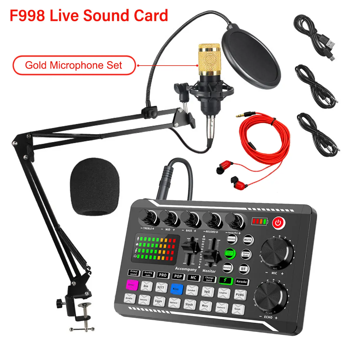 F998 Gold Microphone Set
