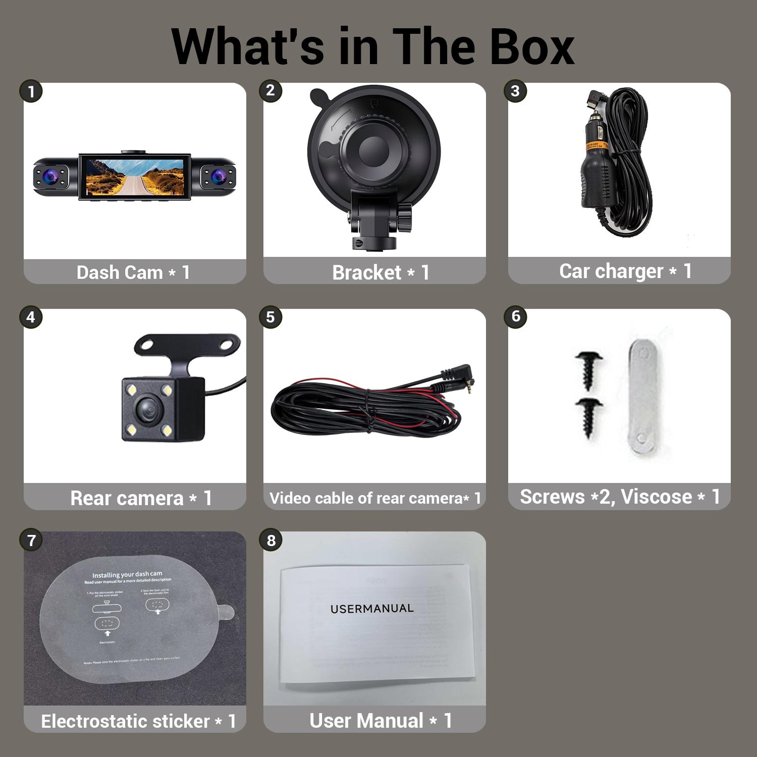 1080P Dash Cam with 3.16 Inch IPS Screen,  4-Lens Front, Rear, Left and Right, Wide Angle Traffic recorder with Loop Recording, G Sensor, Parking monitoring , Motion Detection for Universal Car Camera, HD Driving Recorder, Car Dashcam