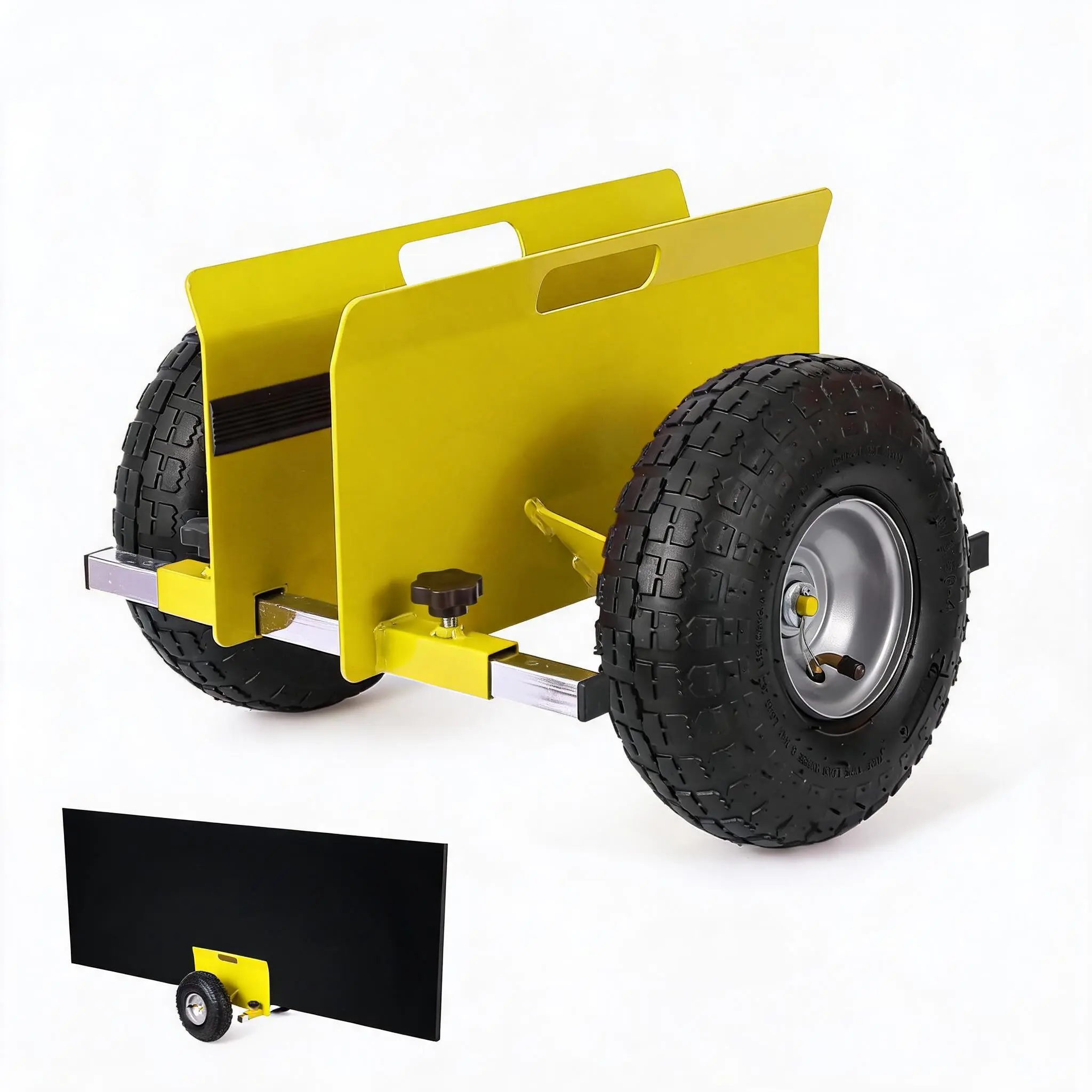 Panel Dolly 600 LBS, Adjustable Drywall Mover with 10" Rubber Inflatable Tires, Slab Dolly All Terrain Moving for Drywall Sheets