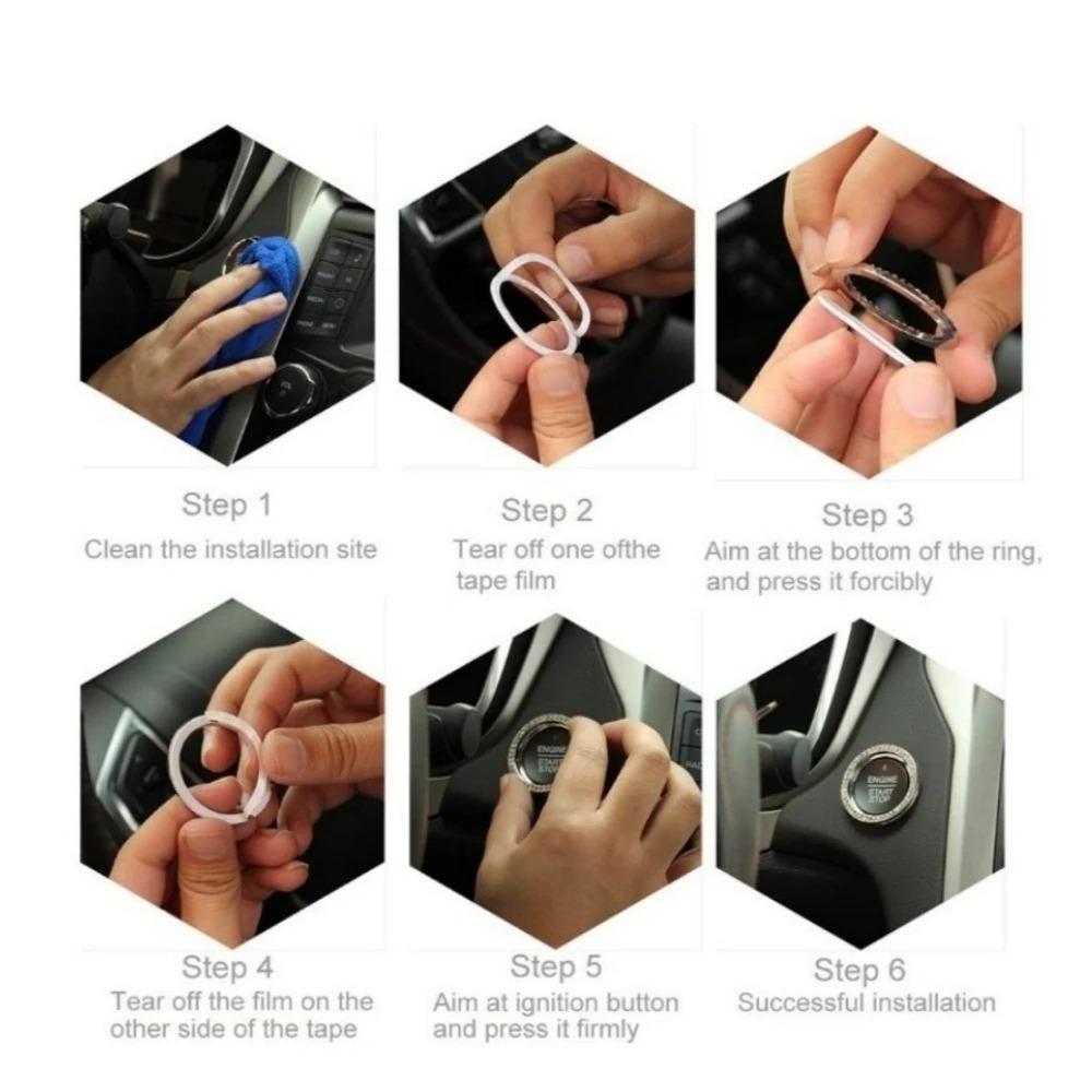 Universal Ignition Switch Cover with Crystal Diamond Trim, Easy-Install Car Interior Accessory to Enhance Luxury Ambience, Keyhole Decorative Patch for Vehicles