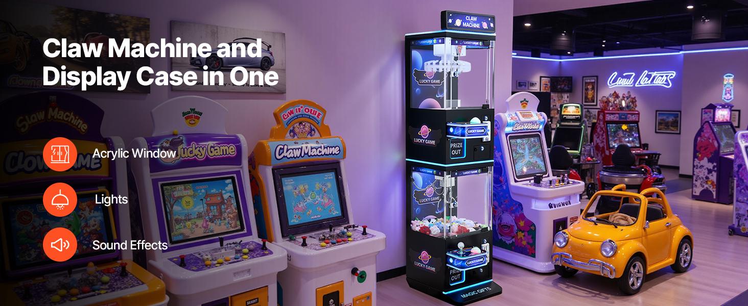 VEVOR Claw Crane Machine, Medium-Sized Arcade Game Machine with Claw+ Grabber Double-Layer, Light Sound, Toy Candy Grabber Prize Dispenser Vending Toy, for Commercial Home Cinema, Black Purple VEVOR Claw Crane Machine, Medium-Sized Arcade Game Machine with Claw+ Grabber Double-Layer, Light Sound, Toy Candy Grabber Prize Dispenser Vending Toy, for Commercial Home Cinema, Black Purple