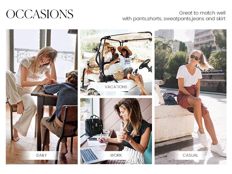 Shewin 2026 Spring/Summer Outfit Womens Short Sleeve Tops Round Neck Ruffle Casual Textured Work T Shirts Tee Blouse Basic Fitted Crewneck - Womenswear