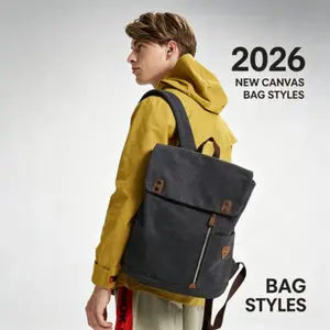 Men's Casual Backpack, Simple Style Dual Shoulder Bag, Trendy Canvas Large Capacity Travel Laptop Bag, University Student Bookbag