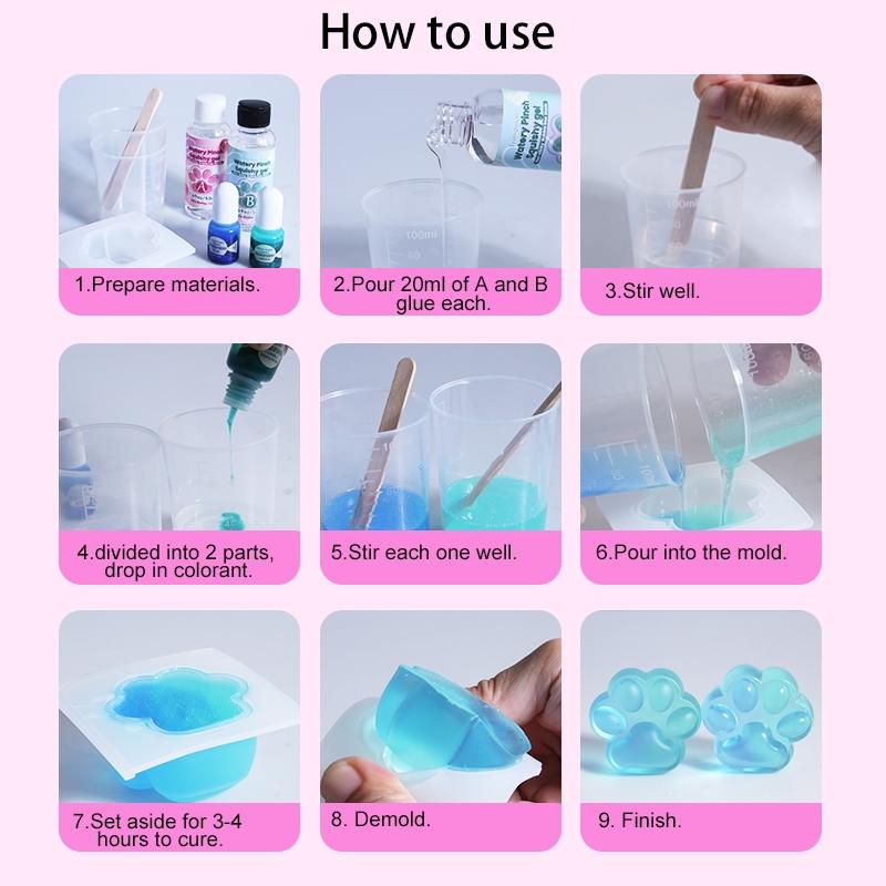 18pcs Transparent Taba for squishy Kit | 100ml Liquid Silicone for Squishy Maker, Super Soft Silicone Rubber Fast All-in-one for squishy Making Kit for Cat Paw Casting, Decompression Gift-Casting Molds, Mochi Squishy Toy, Squishy Fun Set