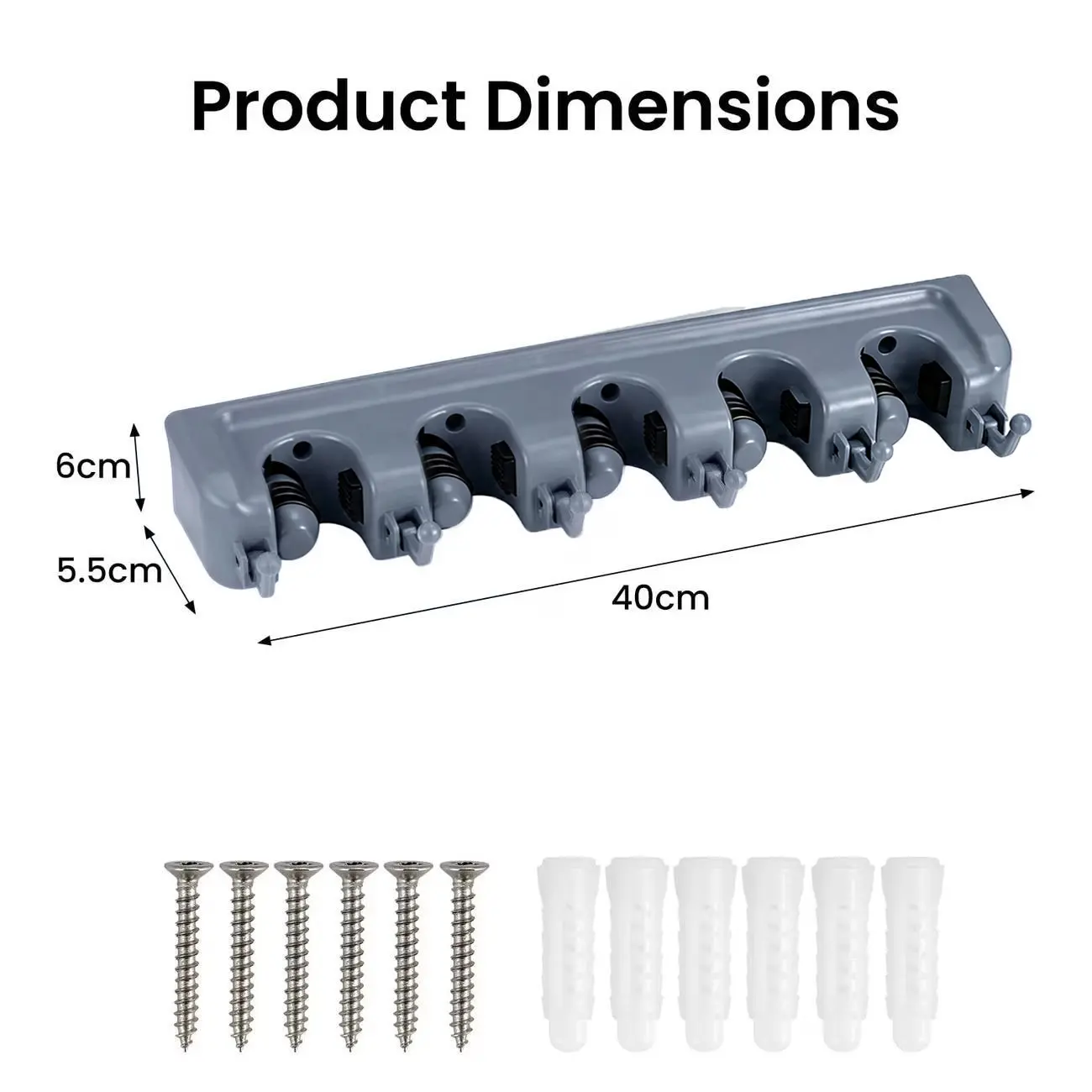 Wall Mounted Storage Rack, Multifunctional Storage Rack with 5 Slots & 6 Hooks, Space Saving Storage Organizer for Bathroom, Kitchen, Laundry Room Bathroom Organizers, Bathroom Organizing Accessories