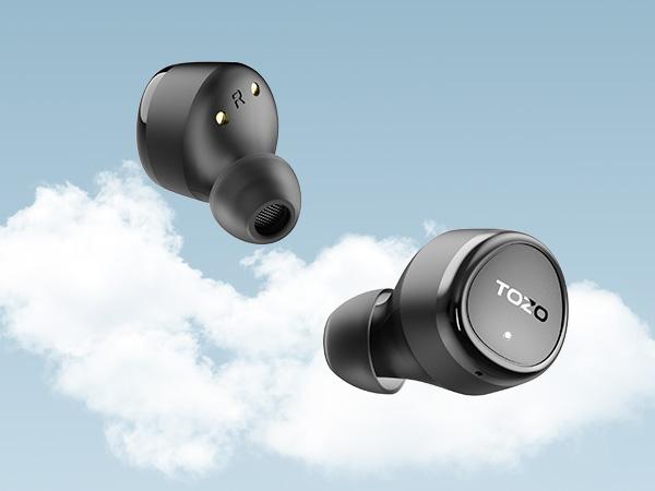 TOZO E1 Wireless Earbuds Build in Mic Clear Calls Ergonomic Light-Weight Bluetooth 5.3 in Ear Headphones IPX6 Waterproof Premium Stereo Sound Headset 30H Playtime with 32 EQs via APP, Black FathersDayGift Audio Charging earbuds headphones bluetooth