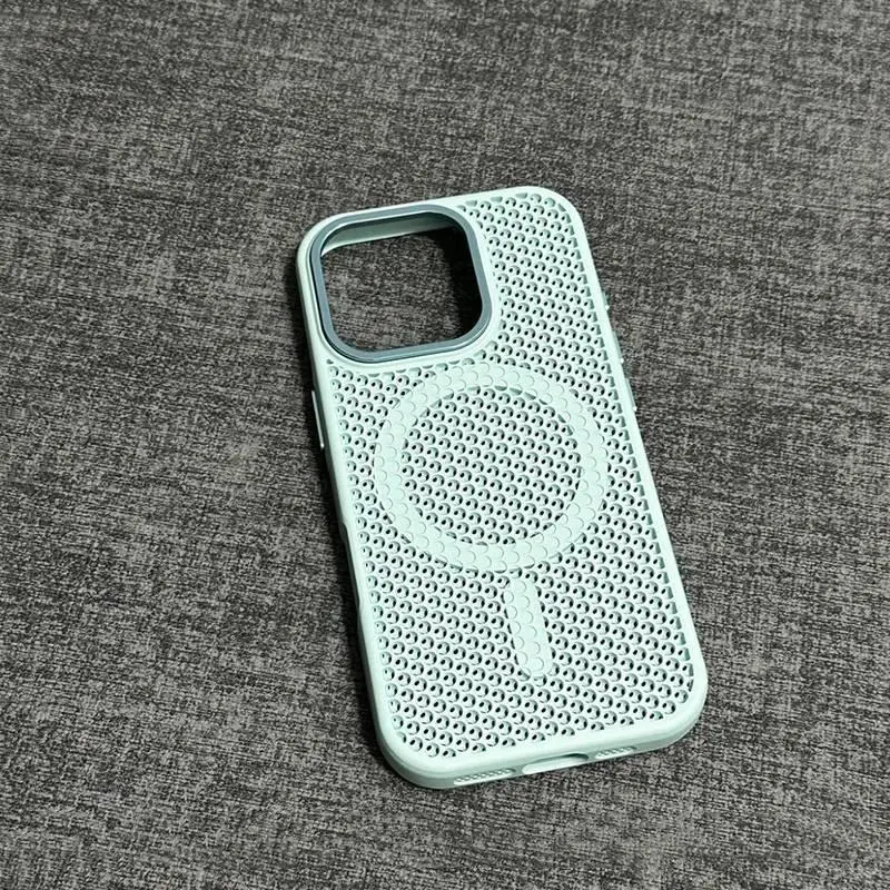 Creative Honeycomb Cooling Mobile Phone Case for Apple 17 Pro Max, 15 Pro, 14 (Magnetic Attraction), 13/12 (Anti-Drop) Shockproof with Lens Protector 11-17, Accessories, Protection, Cooling Mesh