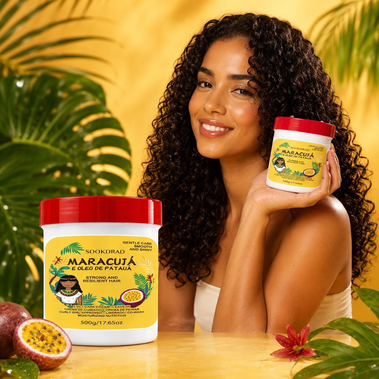 Maracuja Pataua Oil Hair Cream, Hair Care 2in1 Leave-In, Curly Girl Approved, Co-Wash Friendly, Moisturizing Nutrition, Strong Resilient Hair, Smooth Shiny Curls, Curly Hair Products