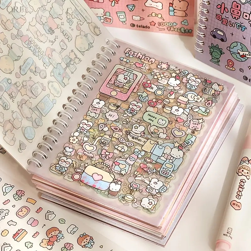 2 Books Cute Cartoon Decorative Stickers, Journal & Scrapbook Supplies, DIY Art Craft Stickers for Water Bottle, Phone Case, Notebook, Album & Diary Decoration