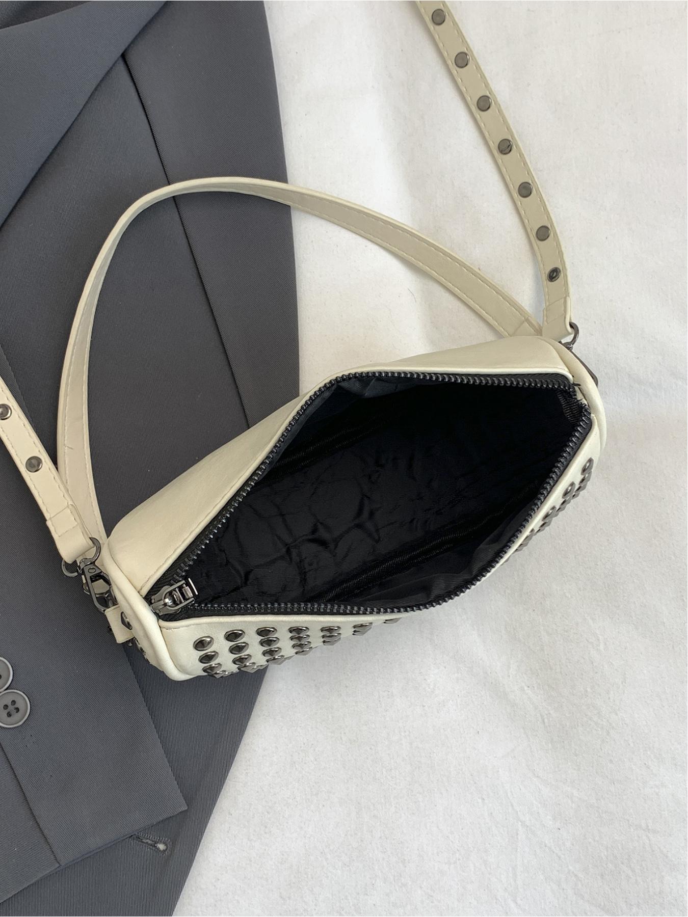Versatile Heavy-Duty Stud Design Shoulder Dumpling Bag, Spicy Girl Style Crossbody Commuter Bag, Stylish and Functional Handbag, Fashionable Shoulder Bag, Domed Crossbody