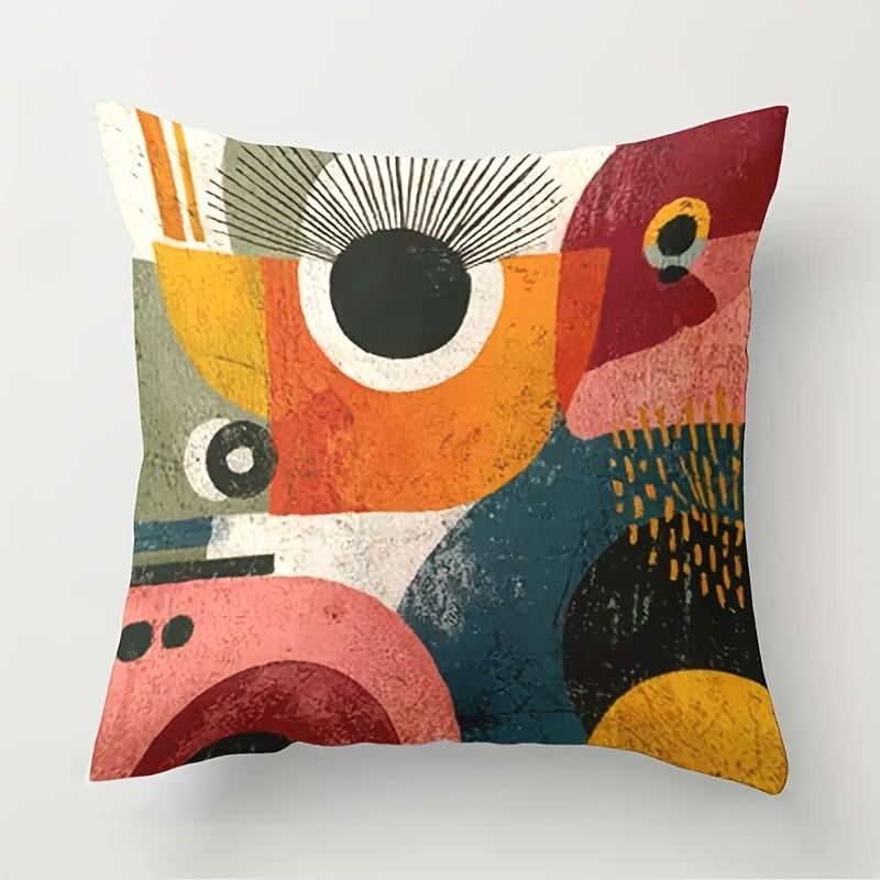 4 sets of modern minimalist abstract-style pillowcases. The geometric elements create a fashionable atmosphere. This square decorative pillowcase is a must-have for creating an atmosphere, suitable for use in home, bedroom, living room and sofa cushions