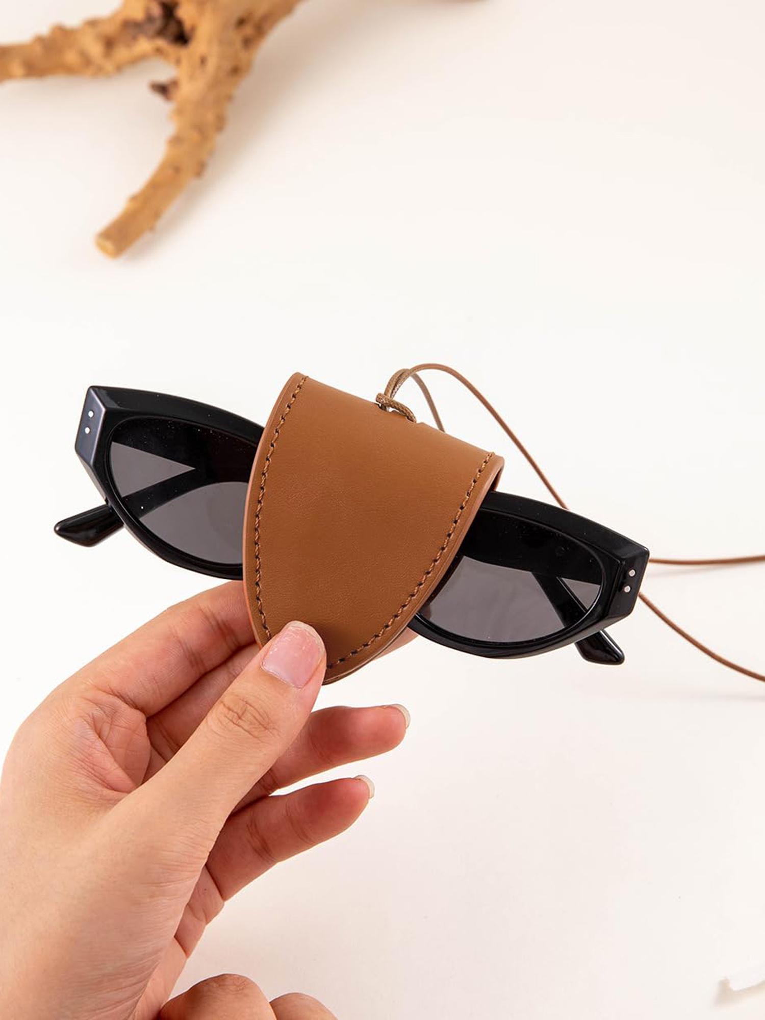 Portable minimalist solid color storage glasses travel case with lanyard, suitable for daily travel use, storing glasses and sunglasses, very suitable for outdoor activities, a must-have travel organizer for beach vacations.