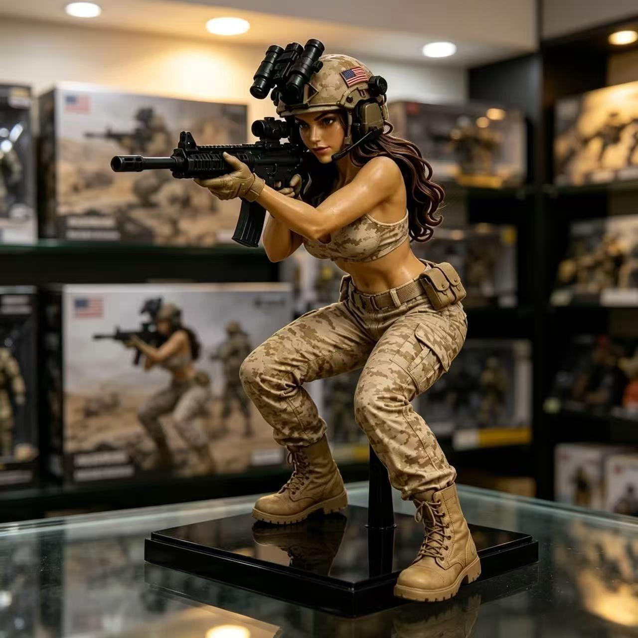 Tactical Female Soldier Resin Figurine, Military Collection Decor, Detailed Design, Perfect Gift for Collectors, Durable Material