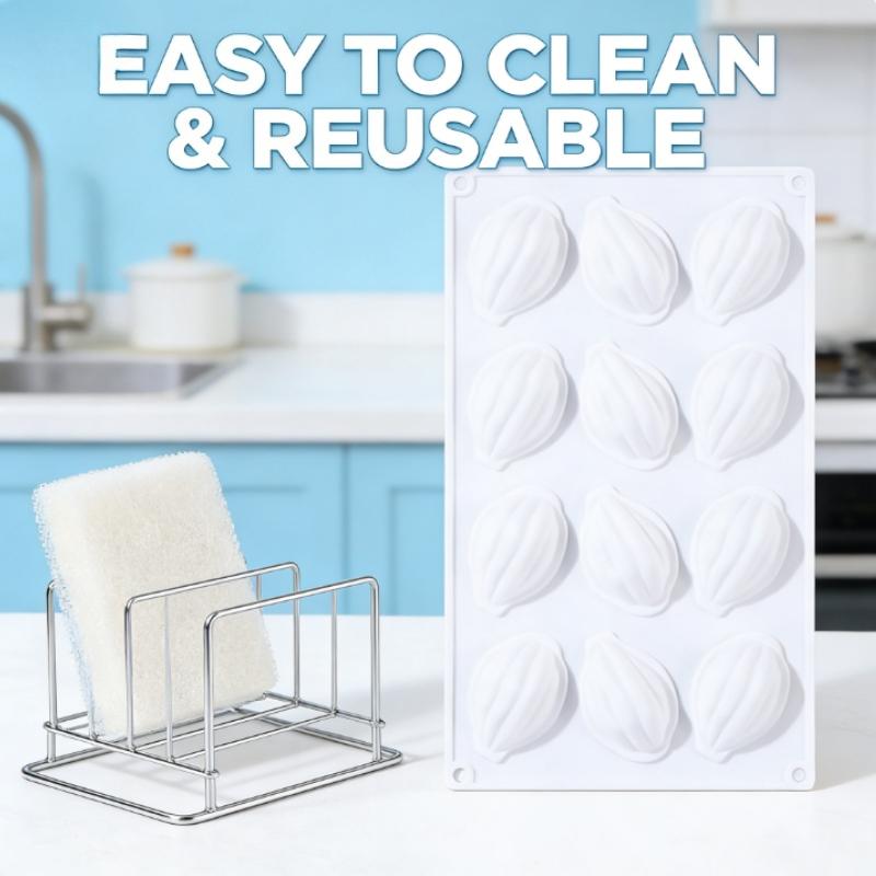 1pc cocoa bean-shaped silicone cake mold, 12-cavity chocolate material aesthetic design, non-stick, smooth surface for easy demolding in a full row, suitable for handmade high-end chocolate, cakes, and handmade baking tools