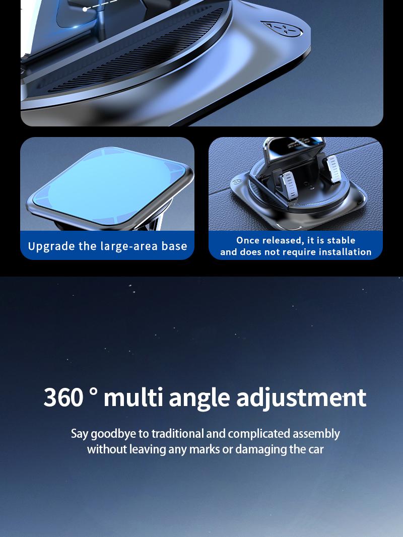 Car phone holder 360 degree rotation, suitable for car navigation in-car dashboard, horizontal and vertical screen adjustment angle, suction cup fixed non-slip mobile phone holder suitable for iPhone and Android Car Mount Smartphone