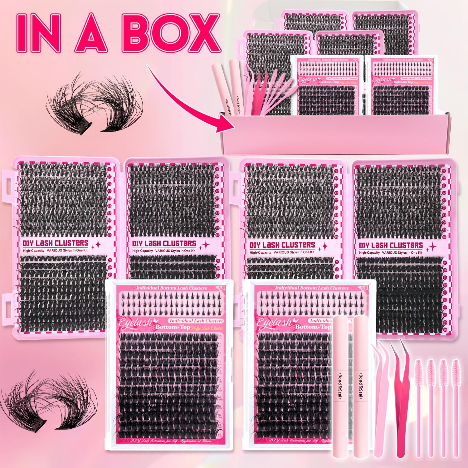 12 Kinds of Eyelash Cluster Kits, Mega/Ultra/Dramatic/Volume/Full/Spikes/ Bottom Lashes Clusters Kit Waterproof Lash with You Need for Beginners & Proficient, Dlyat Home Easily, Soft Comfortable Easy Apply Natural Look for Makeup Daily