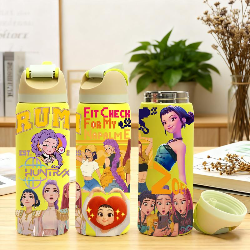 Auracup 1 Pc 19/24/32oz insulated mug, double wall vacuum cup with leak-proof lid, hot cold drinks tumbler, keeps hot 12 hours cold 24 hours, anime style colorful print, stainless steel thermal travel mug, Stainless steel flask, gift for women men, Chr