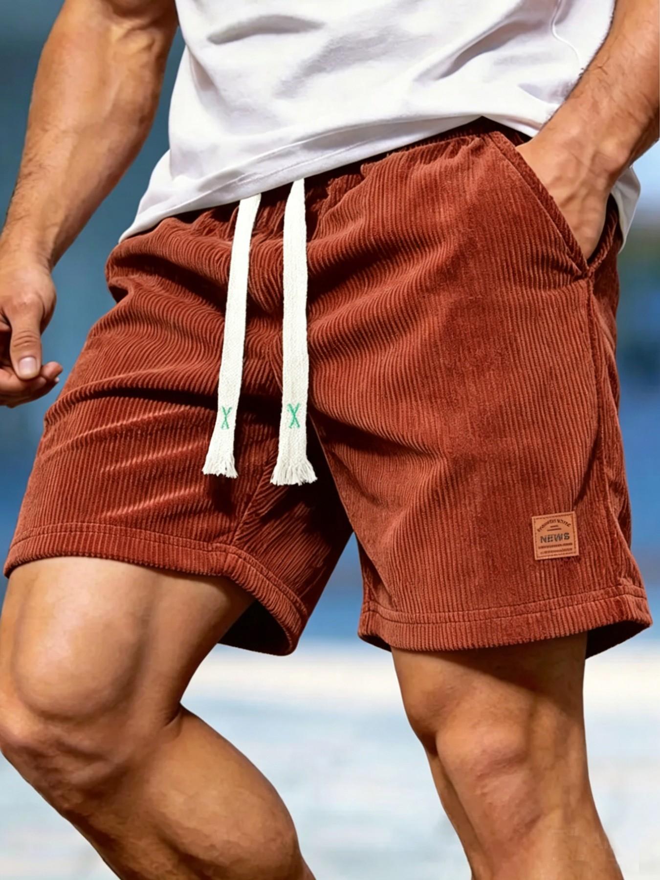 Men's Elastic Knee-Length Corduroy Shorts, Loose Fit Summer Casual Pants, Ideal for Hiking, Beach, Outdoor, Commute