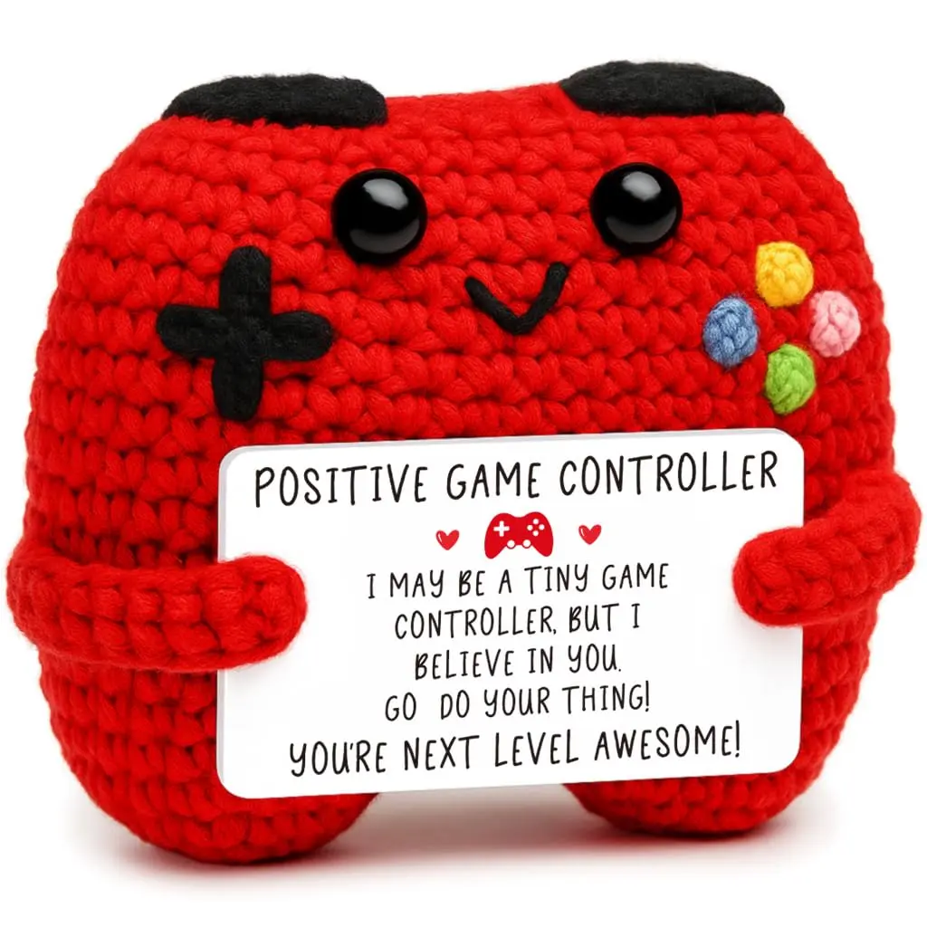 Adorable Handmade Knit Game Controller Plush, Emotional Support Stress Relief Doll, Soft Squeeze Toy, Home & Office Decor, Bag Pendant, Christmas Holiday & Teacher Appreciation Gifts for Women and Men