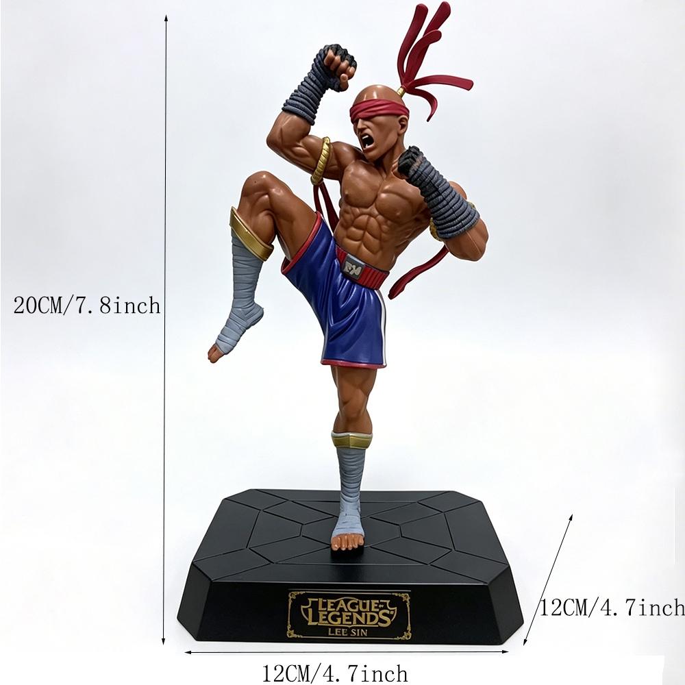 One Piece League of Legends Lee Sin Figure, Classic Dragon's Kick Pose with Box ，Lee Sin Collectible Statue, Muay Thai Themed Detailed Figure for Fans，LOL Lee Sin Figure, High-Restoration Champion Statue for Desk Display